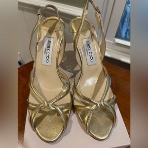 Gold Jimmy Choo heels. Box included. Size 7.5 or EUR 40.